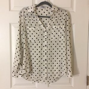 Sheer polka dot button up blouse